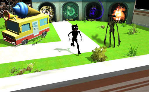 Angry Cartoon Cat Night Siren Head Versus screenshot 2