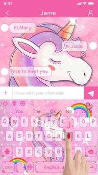 Pink Cute Romantic Rainbow Unicorn Keyboard Theme screenshot 2