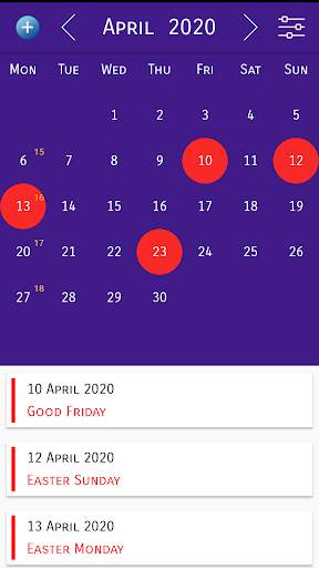 UK Calendar App with Holidays screenshot 2