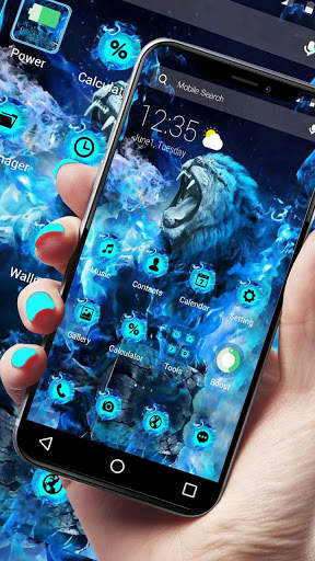 Blue Flaming Wild Lion APUS Launcher Theme screenshot 2
