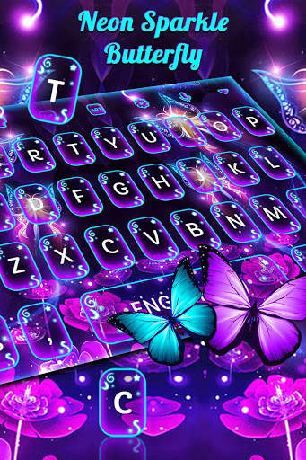 Neon Sparkle Butterfly Keyboard screenshot 2