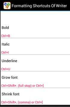 Shortcuts for WPS Office full screenshot 4