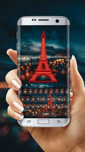 Paris Neon night  Eiffel Keyboard स्क्रीनशॉट 1