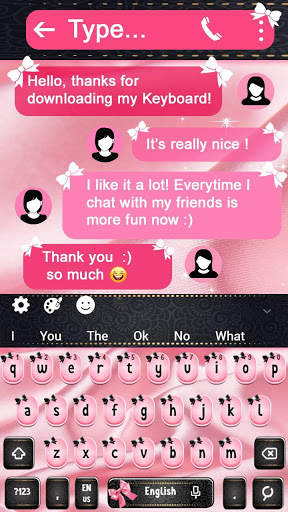 SMS Bowknot Cute Keyboard Theme 1 تصوير الشاشة