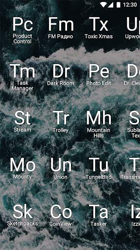 Periodic table launcher—minimalistic text home app screenshot 1