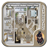 3D Modern Home Floor Plan icon