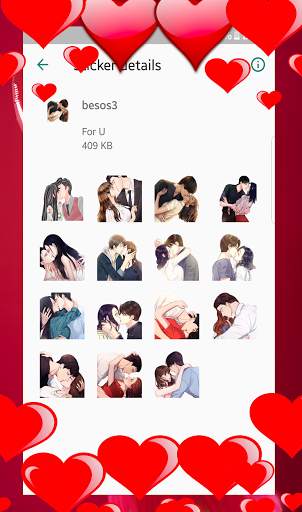 Besos Pegatinas de amor para WhatsApp-WAStickerApp screenshot 5