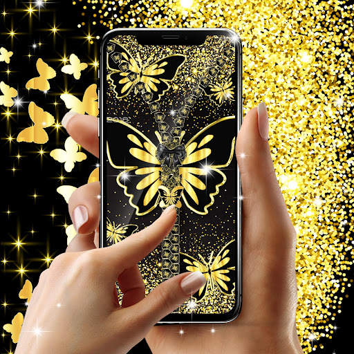 Golden butterflies lock screen screenshot 1
