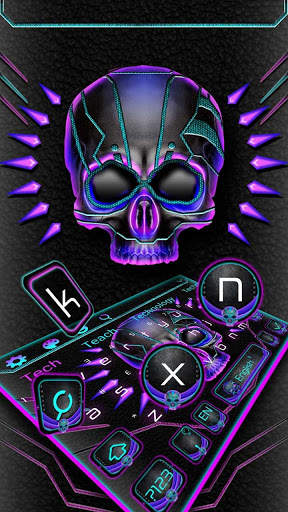 Neon Violet Tech Skull Keyboard screenshot 2