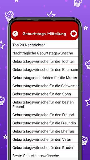 Geburtstagsnachrichten skarten screenshot 1