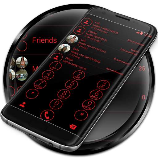 Dialer Theme Circle Black Red 300