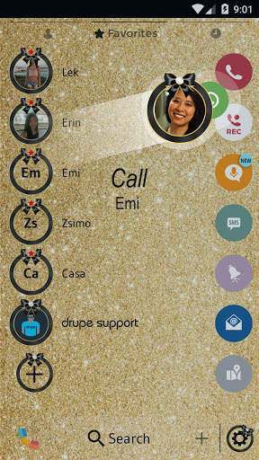 Glitter Gold Bow Phone Dialer Theme screenshot 5