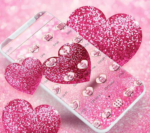 Pink Glitter Love Heart Theme screenshot 1