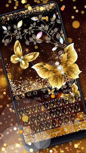 Golden Butterfly Glitter Keyboard скриншот 2