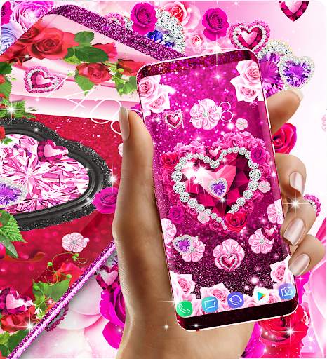 Diamond rose glitter wallpaper screenshot 6