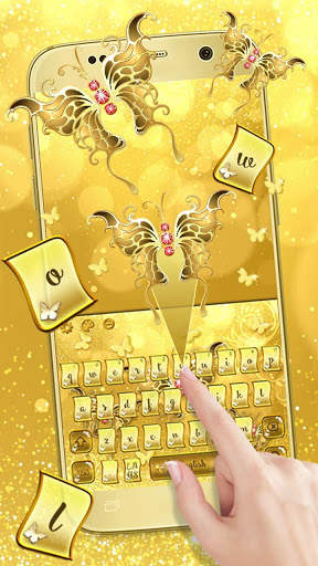Golden Glitter Butterfly Keyboard Theme screenshot 2