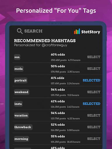 Statstory Live Hashtags & Tags screenshot 2