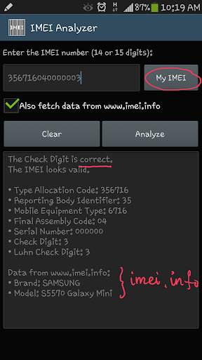 IMEI Analyzer screenshot 1