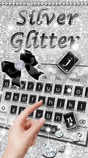 Silver Glitter Bowknot Keyboard Theme screenshot 1
