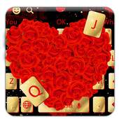 Golden Red Love Rose Keyboard 10001002