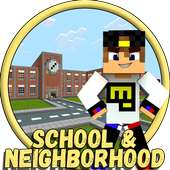 School and Neighborhood – map Minecraft (MCPE) logo