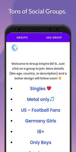 18  Group Empire - Find new Groups for Social screenshot 2