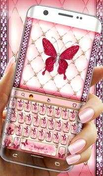 Pink Sparkling Diamond Butterfly Keyboard Theme screenshot 1