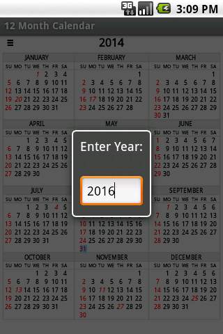 Twelve Month Calendar screenshot 4