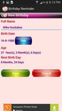 Birthday Reminder 4 تصوير الشاشة