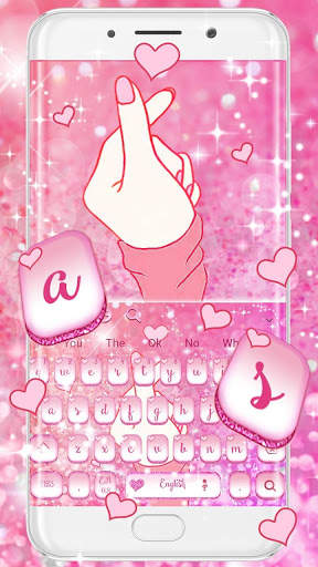 Cute Finger Love Heart Keyboard Theme screenshot 1