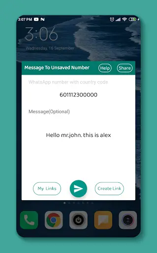Message to unsaved number & WA link generator screenshot 2