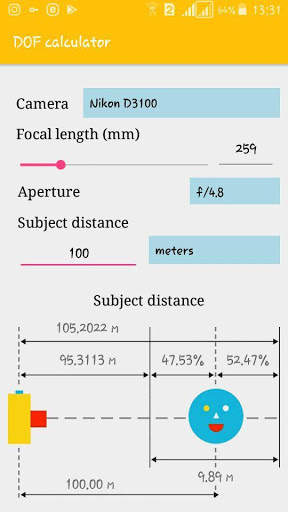 DOF Calculator screenshot 1