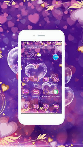 Purple Love Flower- APUS Launcher Free Theme screenshot 3
