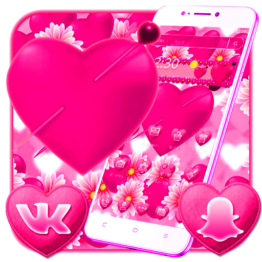 Pink Heart Flower Theme icon