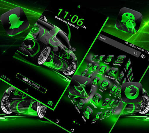 Neon Green Car Launcher Theme screenshot 6