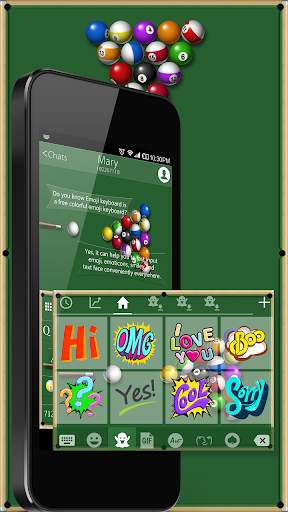 Snooker Emoji Keyboard Theme - Ball Pool screenshot 3