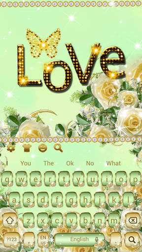 Beautiful Rose Diamond Butterfly Keyboard Theme screenshot 4