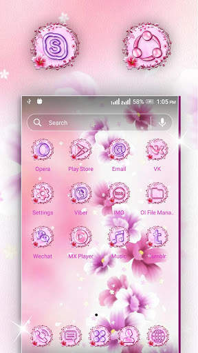 Pink Flower Launcher Theme screenshot 4