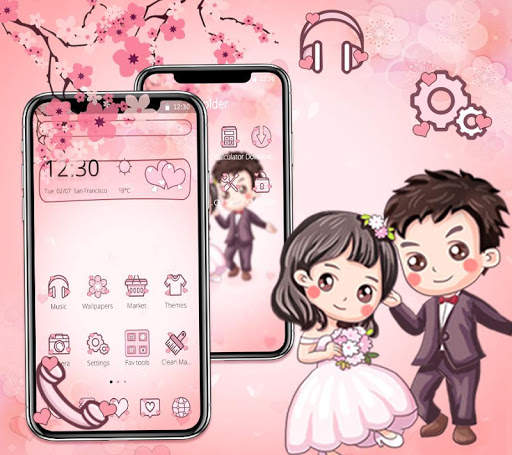Cartoon Couple Love Wedding Theme💑 screenshot 2