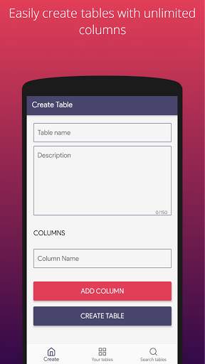 Data Table - Survey and data collecting app screenshot 1