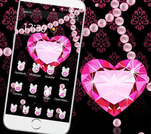 Pink Love Glitter Diamond Theme screenshot 3