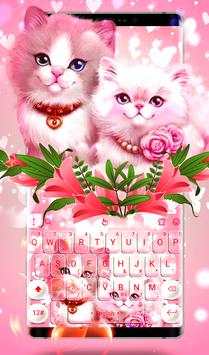 Cute Pink Lovely Kitty Cat Keyboard Theme screenshot 1