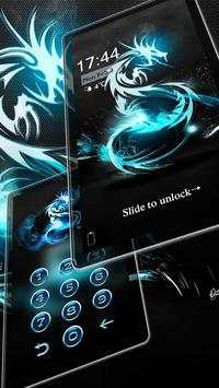 Neon Blue Dragon Phone Locker Theme screenshot 1