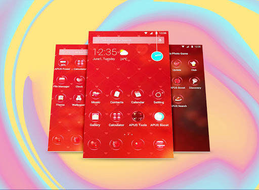 Red heart lovely-APUS Launcher screenshot 1