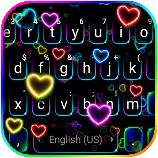 ikon Tema Keyboard Neon Hearts