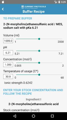 Biological Buffer Calculator screenshot 1