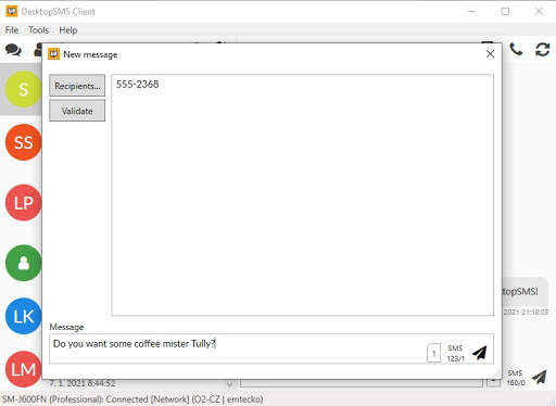 DesktopSMS Lite - Send SMS from PC computer screenshot 3
