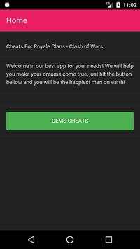 Cheats For Royale Clans - Clash of Wars screenshot 1