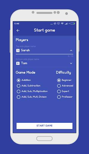 Mathematics game 2 player screenshot 2
