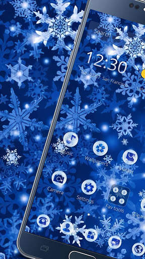 White Blue Glitter Snow Theme❄ screenshot 2